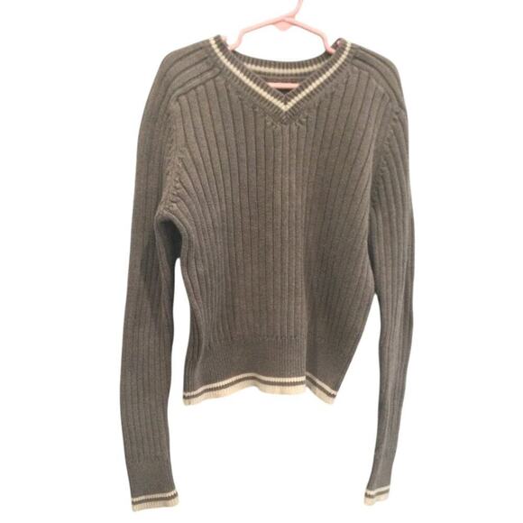 Vtg Abercrombie & Fitch Womens Ribbed Sweater Size Small Y2K Preppy Tennis Grey - Picture 1 of 10